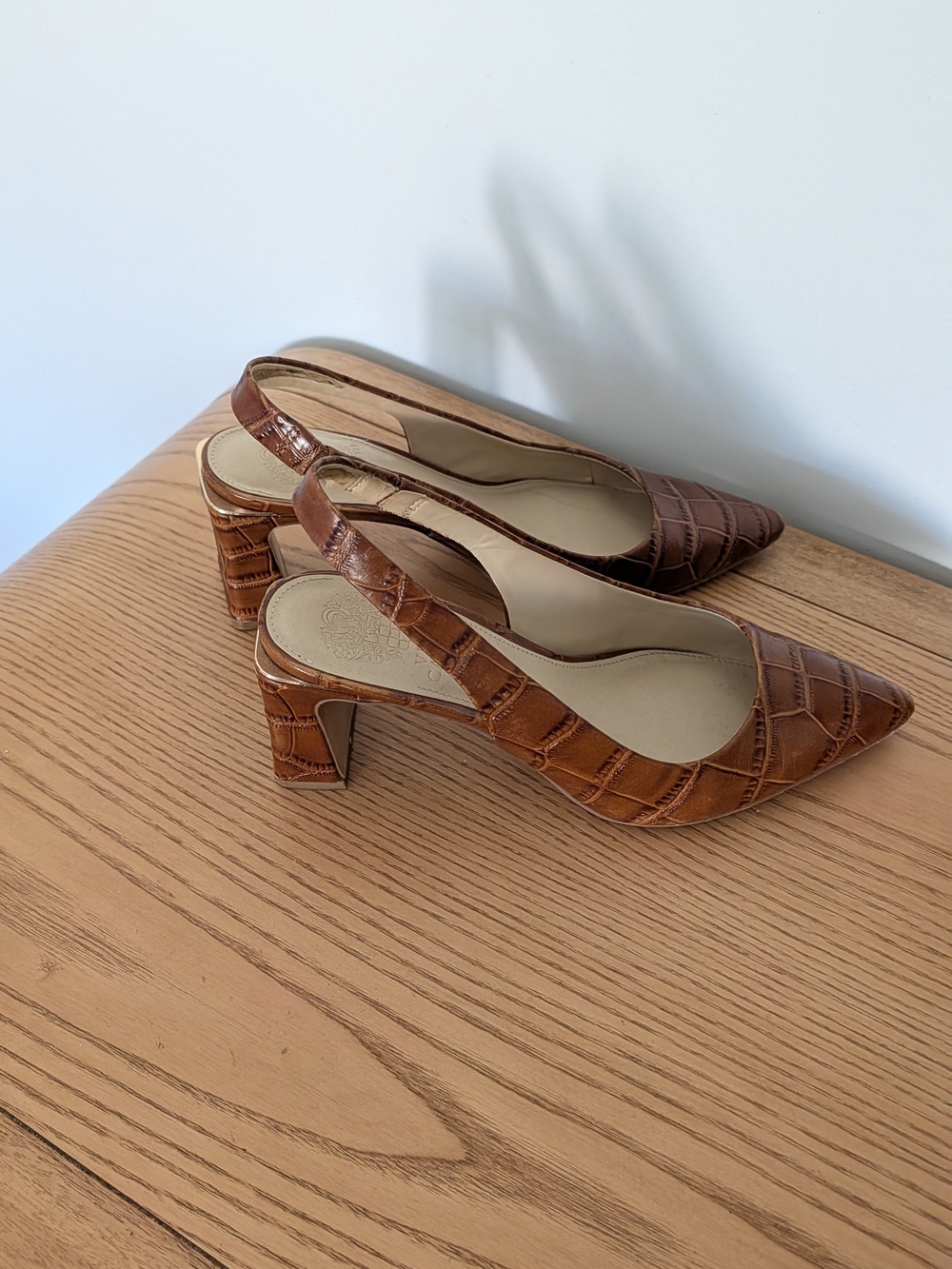 Vince Camuto Tan Croc-Embossed Slingback Pumps - Picture 2 of 4